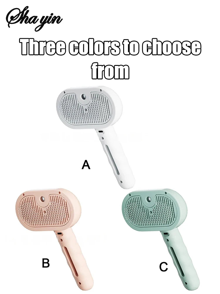 Steam Spray Dog Brush — Gentle Detangling & Shine