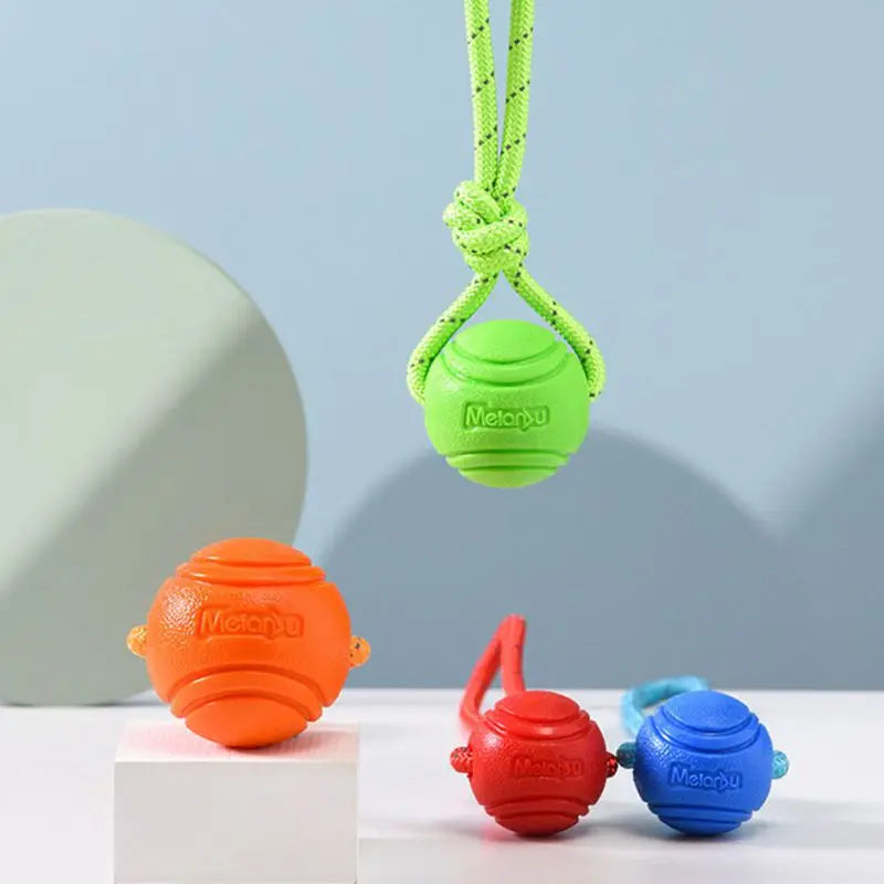 Bounce & Tug Ball — Rubber Dog Toy with Rope
