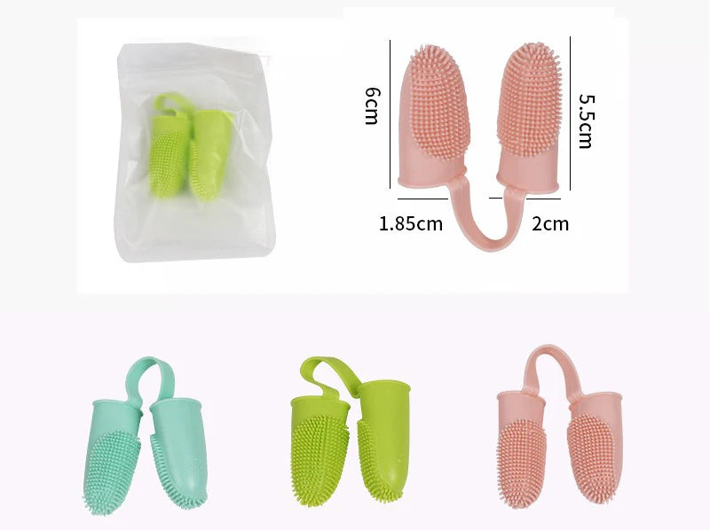 Dual-Finger Pet Toothbrush — TPR, 800+ Soft Bristles