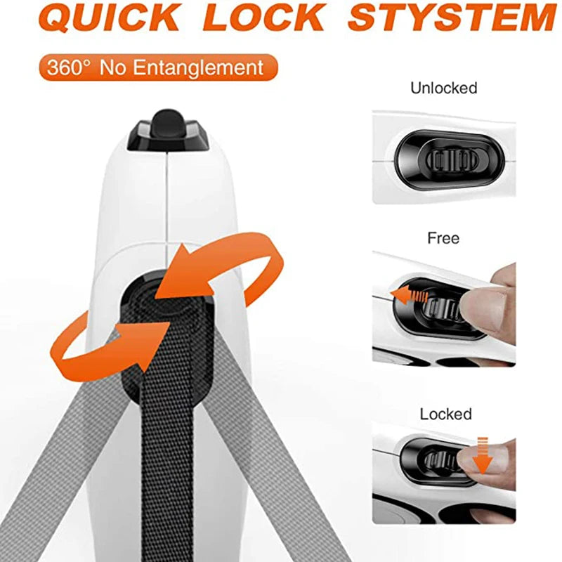 Automatic Retractable Dog Leash — 3m/5m/5m Plus/8m (One-Touch Brake, Padded Grip)