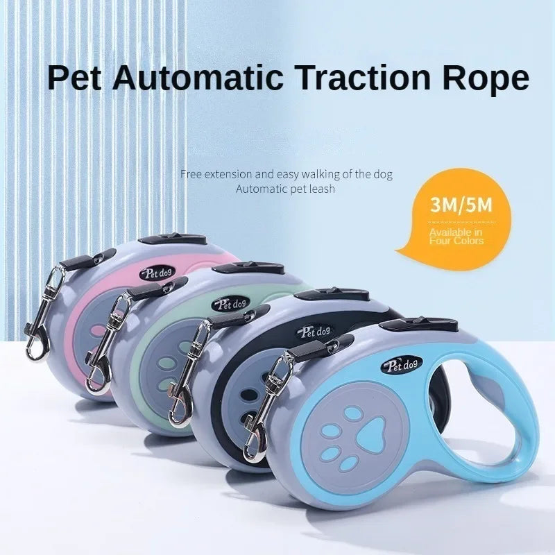 Retractable Puppy Leash — 3 m / 5 m (Auto Extend & Brake, Printed Housing)