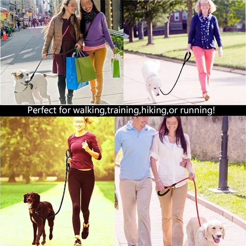2 m Reflective Rope Dog Leash — Padded Handle, 360° Swivel, Quick-Release Clip