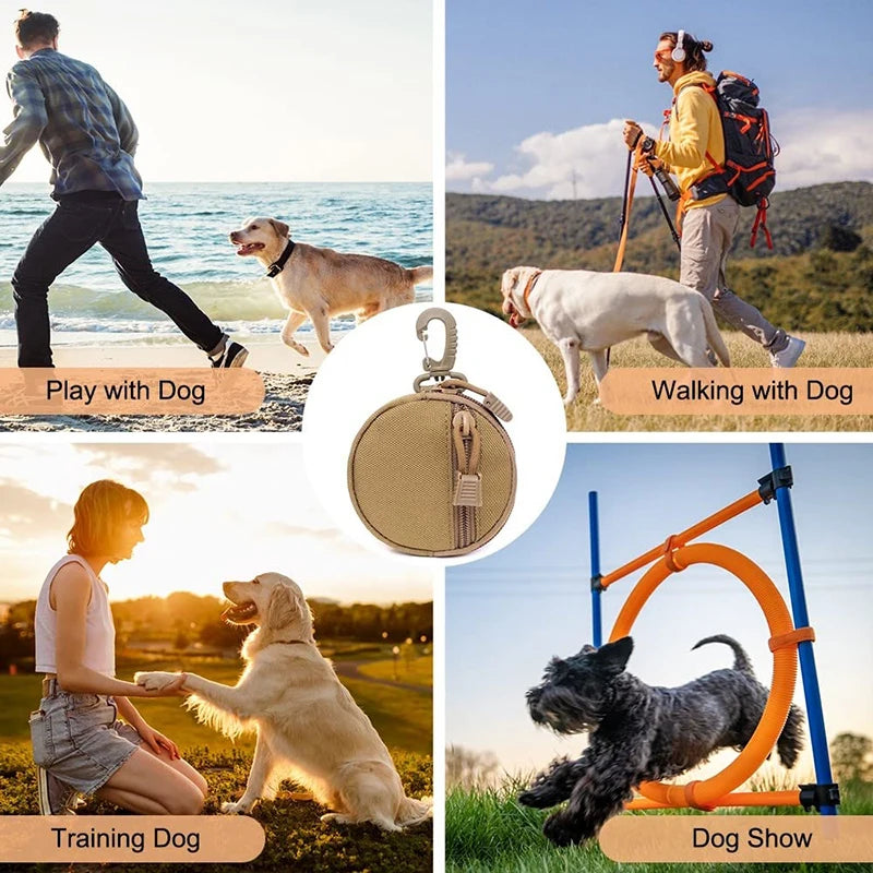 SHENGMEIYU Portable Dog Treat Bag — Compact Training Pouch with 360° Carabiner & MOLLE Clips