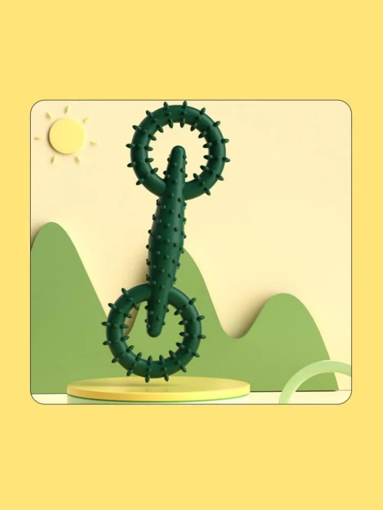 Double-Ring Chew Toy — TPR Rubber, Dental Nubs, Bite-Resistant