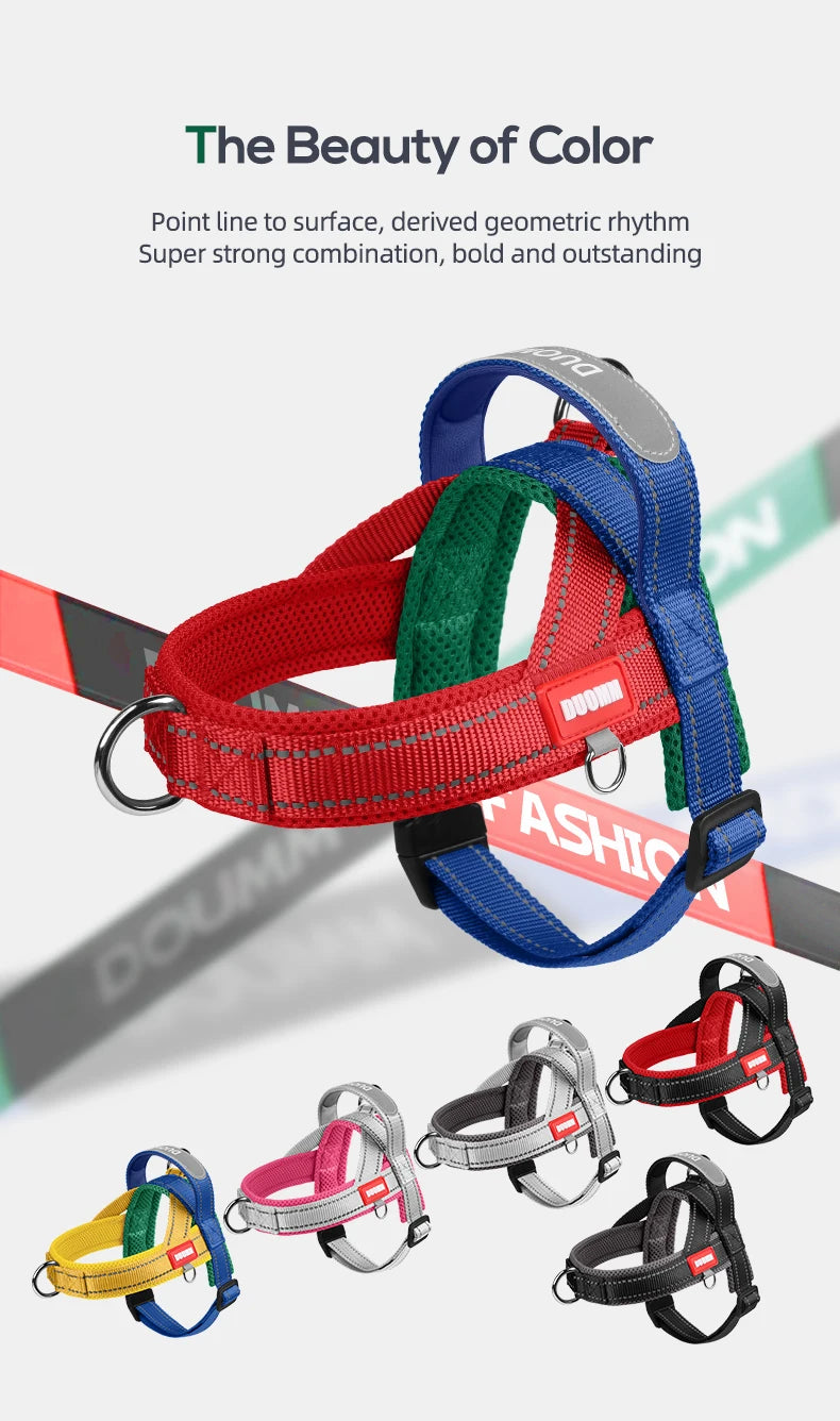 CDDMPET Saddle-Style Dog Harness — Padded, Reflective, No-Pull (S/M/L/XL)