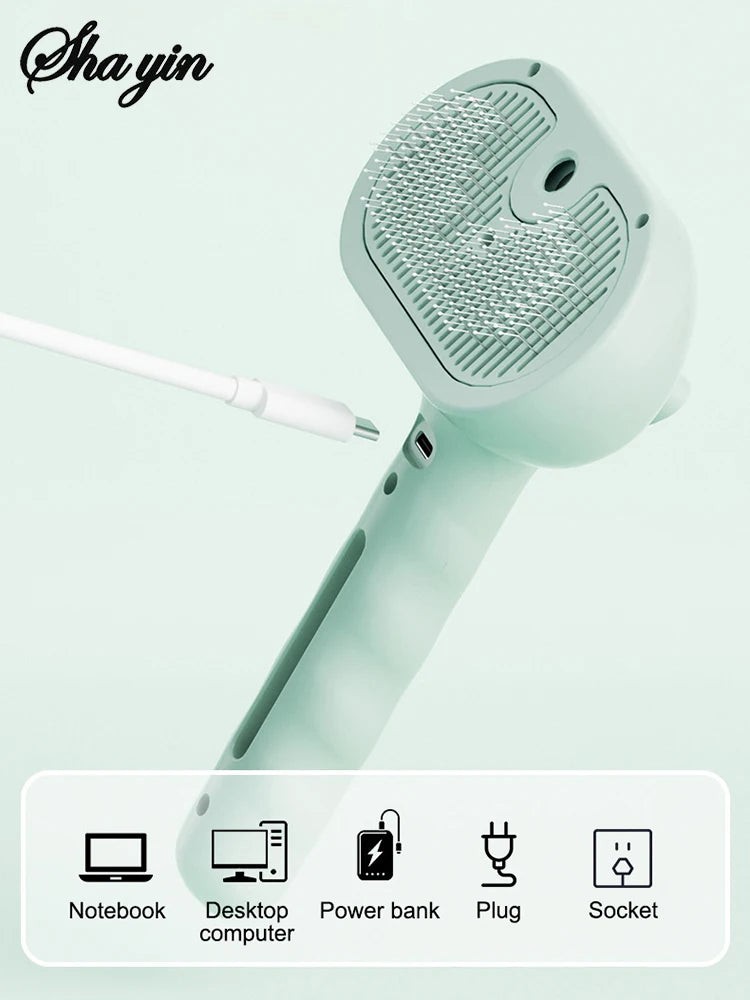 Steam Spray Dog Brush — Gentle Detangling & Shine