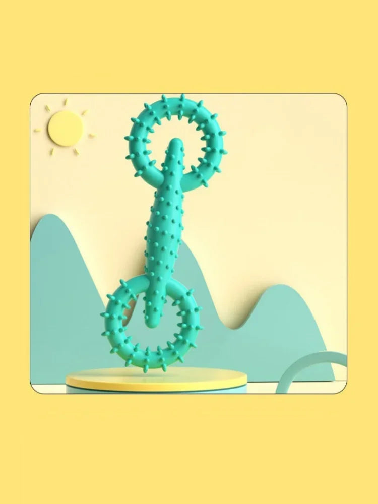 Double-Ring Chew Toy — TPR Rubber, Dental Nubs, Bite-Resistant