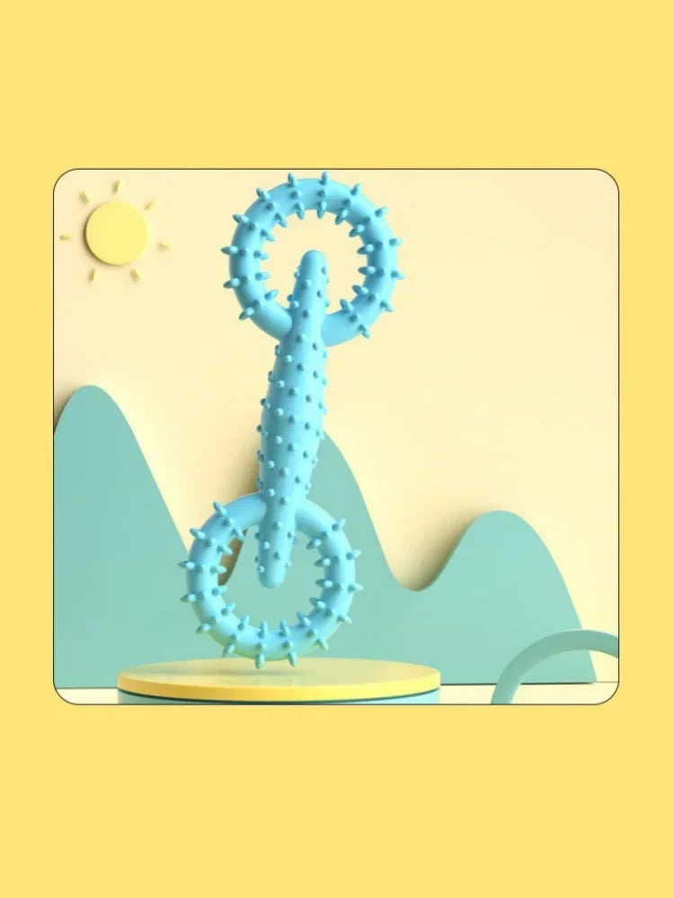 Double-Ring Chew Toy — TPR Rubber, Dental Nubs, Bite-Resistant