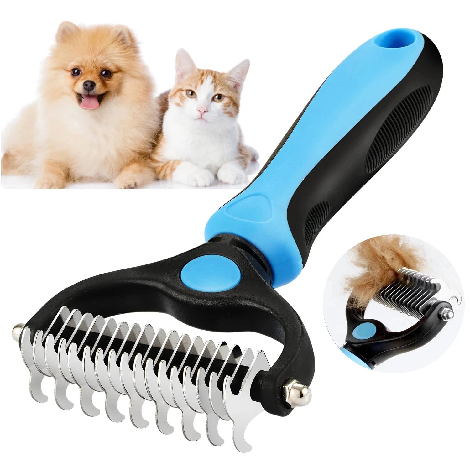 Dematting & Deshedding Brush — Stainless Steel Teeth