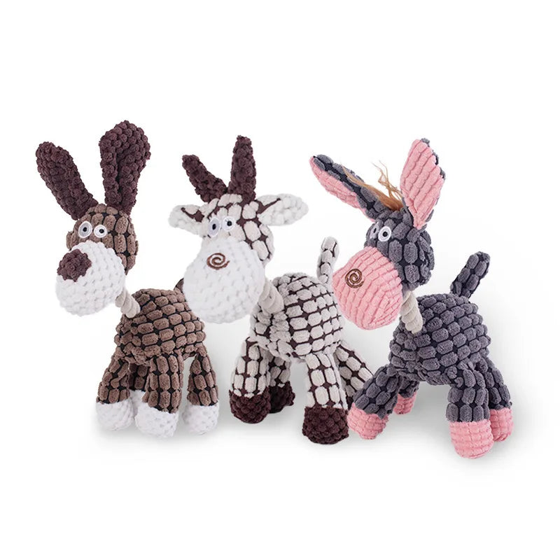 Plush Dog Training Toy — Bite-Resistant Corduroy, Squeaker Inside