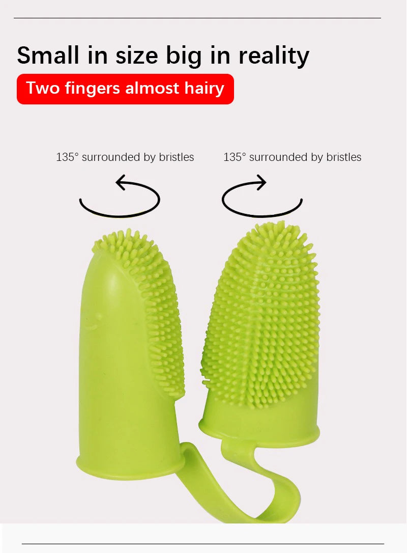 Dual-Finger Pet Toothbrush — TPR, 800+ Soft Bristles