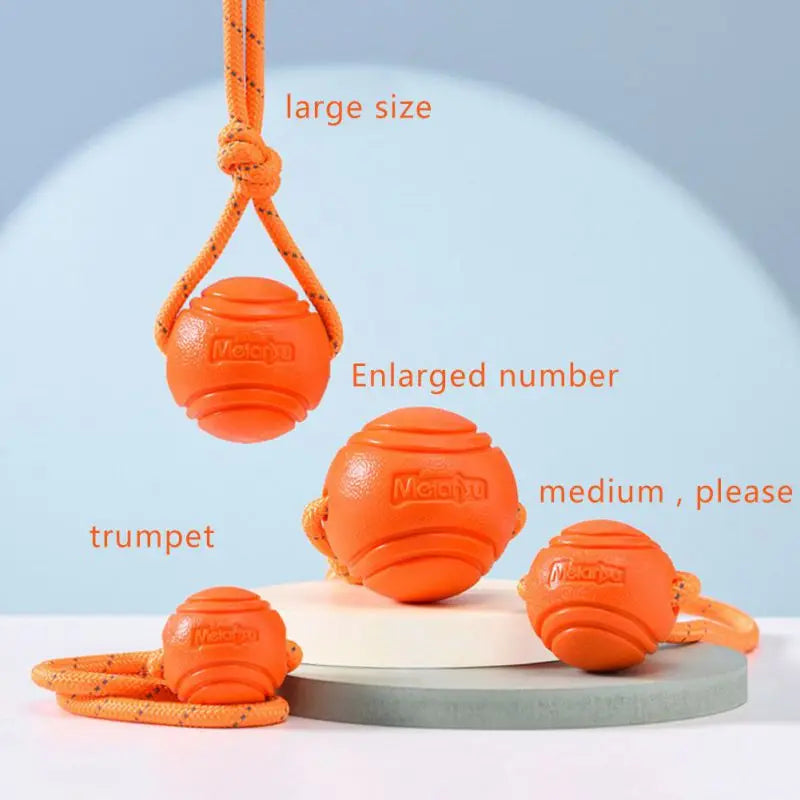 Bounce & Tug Ball — Rubber Dog Toy with Rope