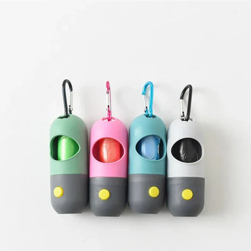 LED Dog Poop Bag Dispenser — Portable Waste Bag Holder for Night Walks