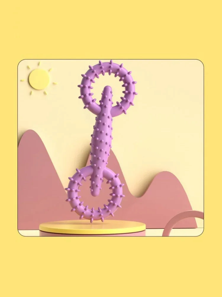 Double-Ring Chew Toy — TPR Rubber, Dental Nubs, Bite-Resistant