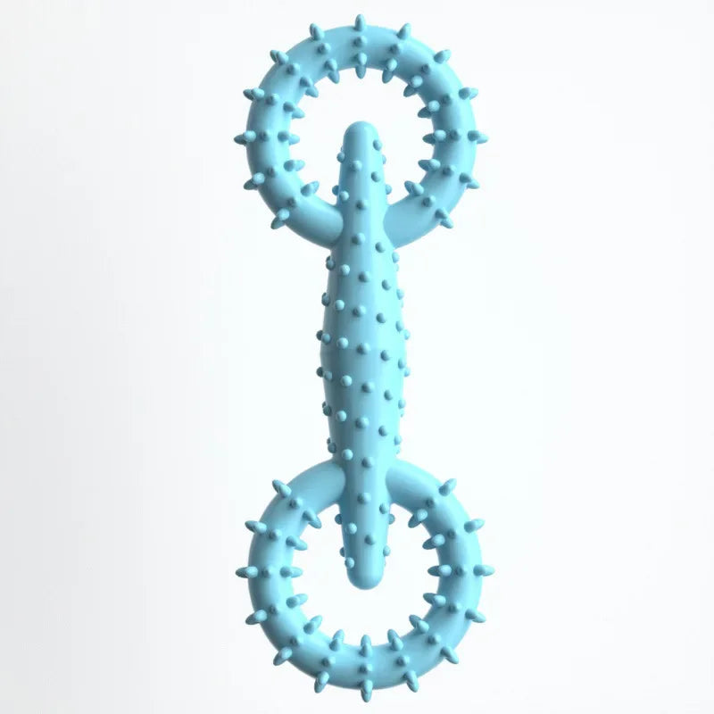 Double-Ring Chew Toy — TPR Rubber, Dental Nubs, Bite-Resistant