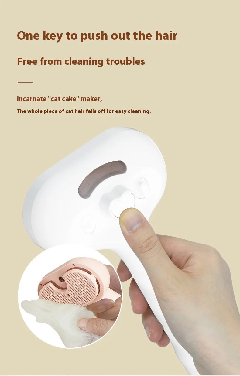 USB Rechargeable Pet Spray Brush — Steam-Assist Grooming Comb