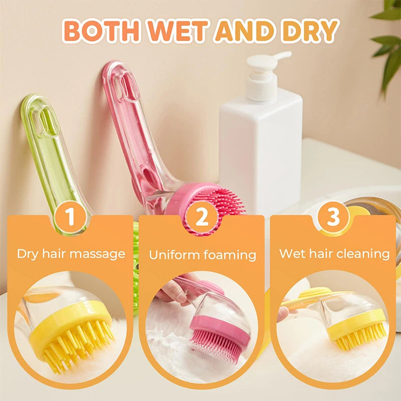 2-in-1 Pet Bath Brush — Built-In Shampoo Dispenser