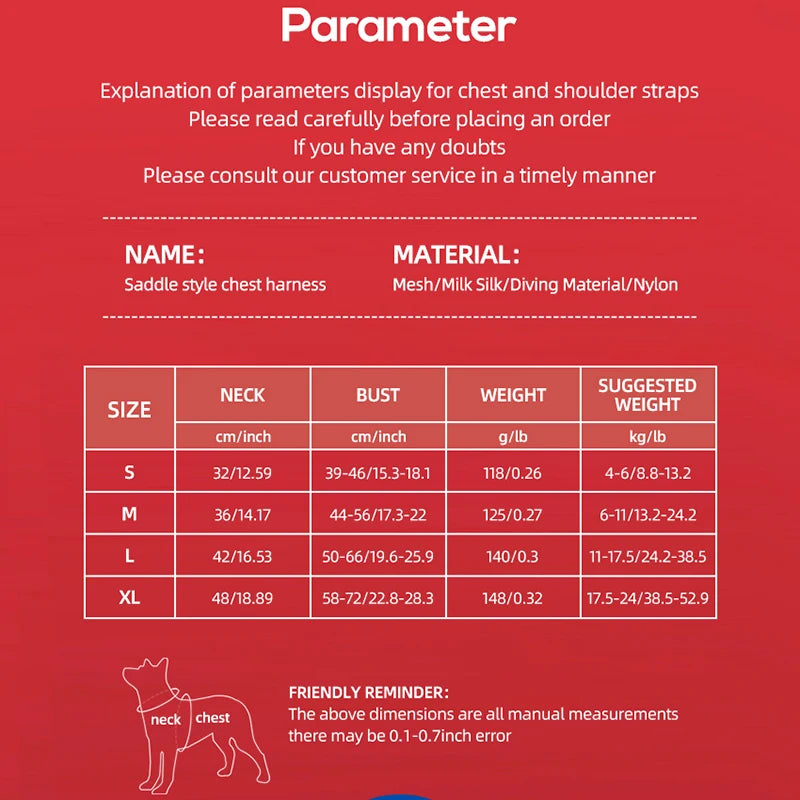 CDDMPET Saddle-Style Dog Harness — Padded, Reflective, No-Pull (S/M/L/XL)