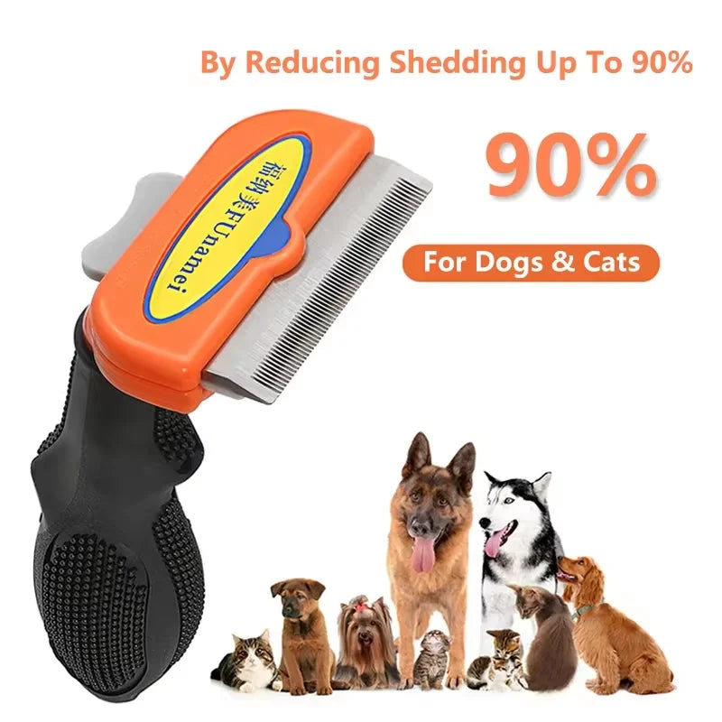Dog Deshedding Brush — Loosen & Lift Undercoat, Reduce Tangles