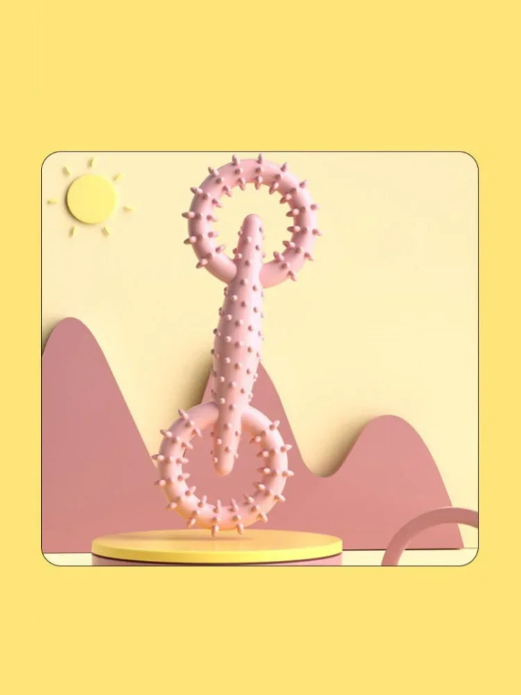 Double-Ring Chew Toy — TPR Rubber, Dental Nubs, Bite-Resistant