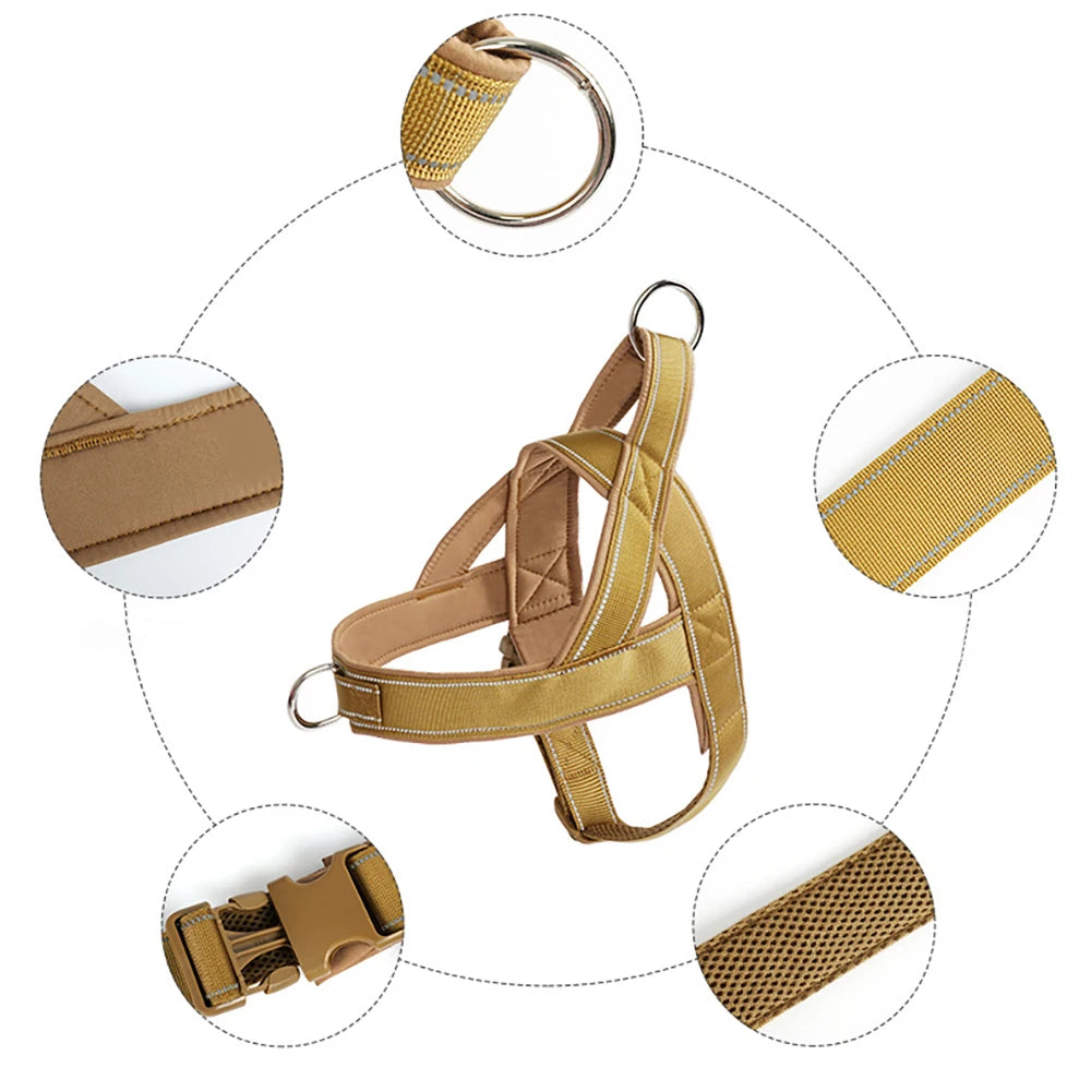 Tactical-Style Dog Harness — Oxford Nylon, Dual Leash Points, Traffic Handle (S/M/L/XL)