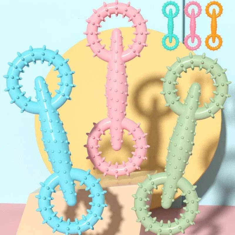 Double-Ring Chew Toy — TPR Rubber, Dental Nubs, Bite-Resistant