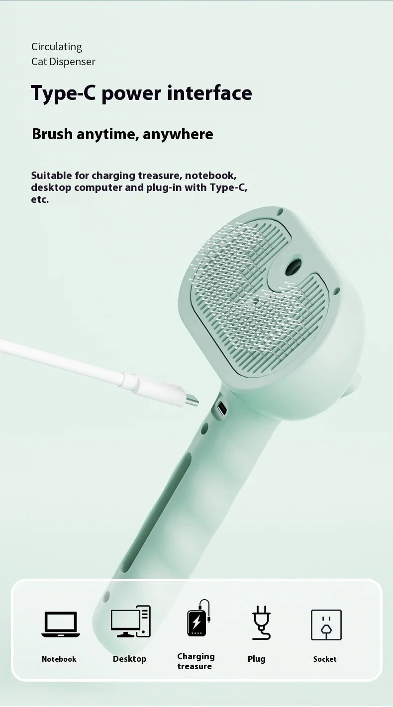 USB Rechargeable Pet Spray Brush — Steam-Assist Grooming Comb