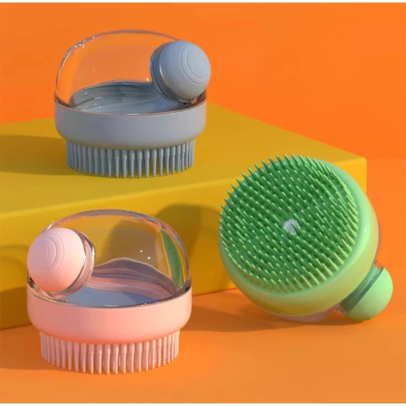 2-in-1 Pet Bath Brush — Built-In Shampoo Dispenser