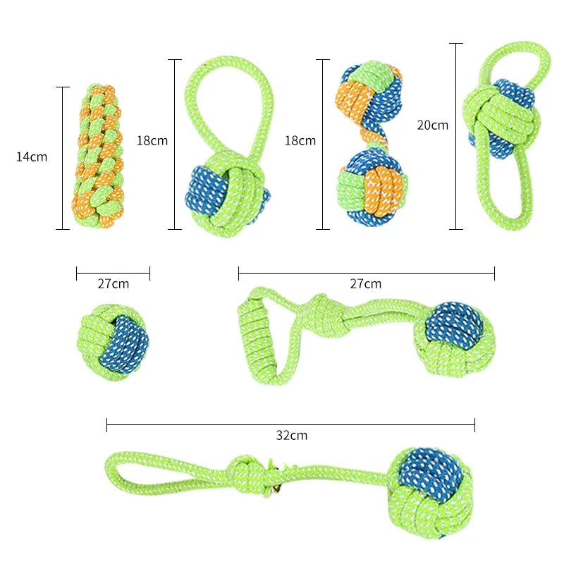 Puppy Play Pack — Cotton Rope, Mini Ball & Dental Chew