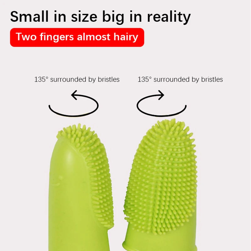 Dual-Finger Pet Toothbrush — TPR, 800+ Soft Bristles