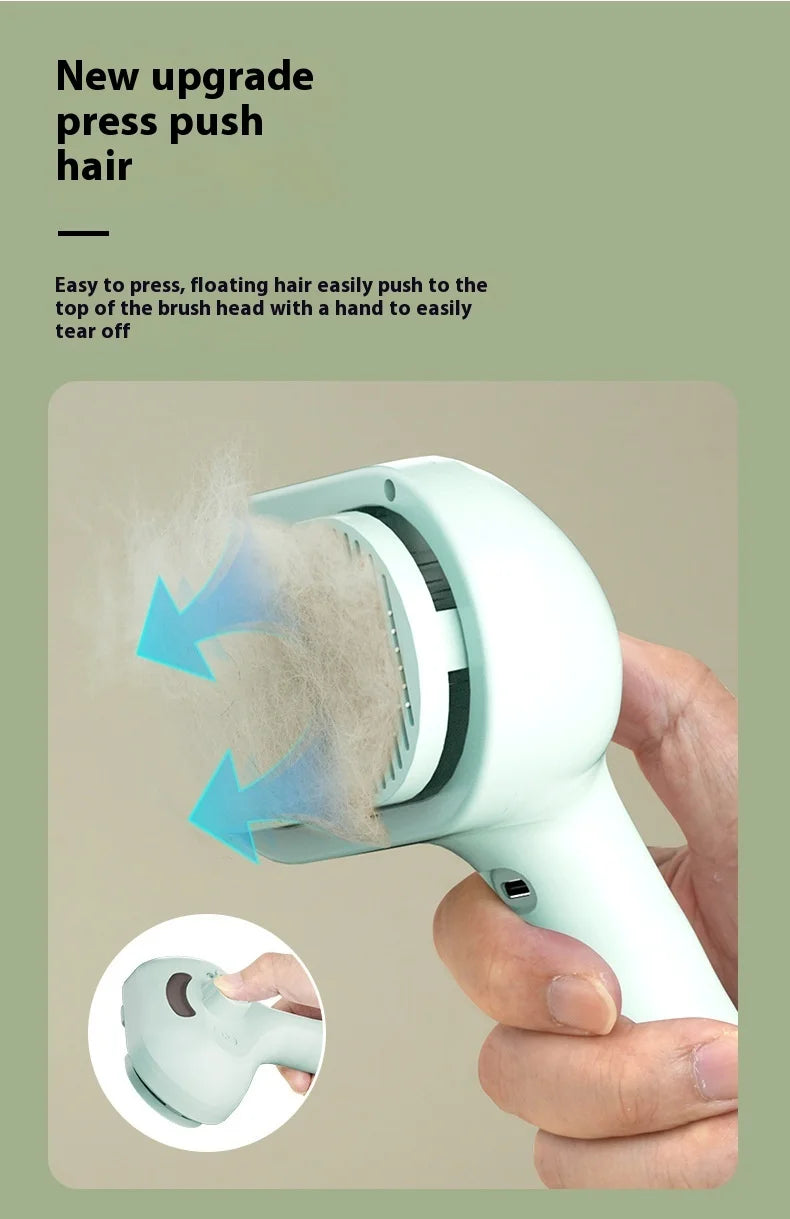 USB Rechargeable Pet Spray Brush — Steam-Assist Grooming Comb