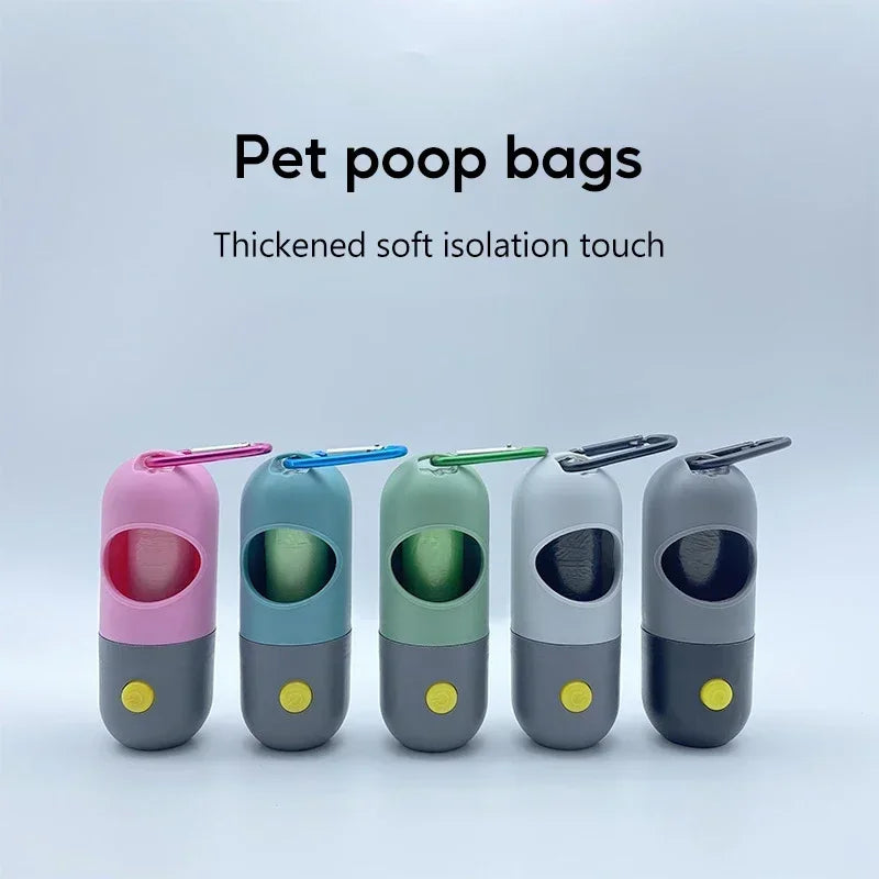 LED Dog Poop Bag Dispenser — Portable Waste Bag Holder for Night Walks