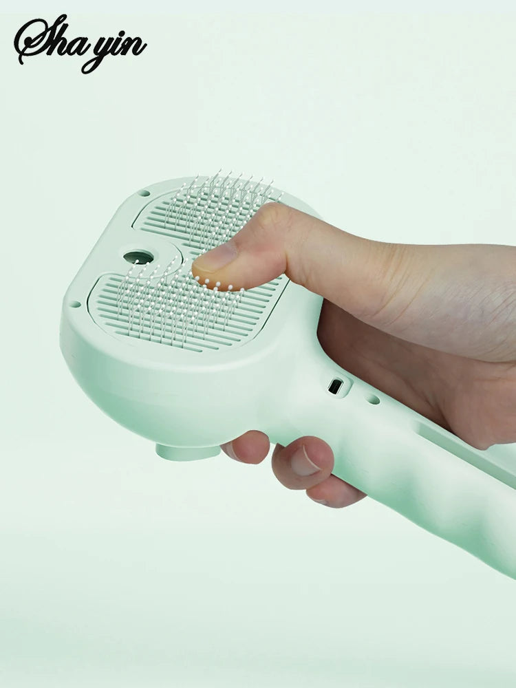 Steam Spray Dog Brush — Gentle Detangling & Shine