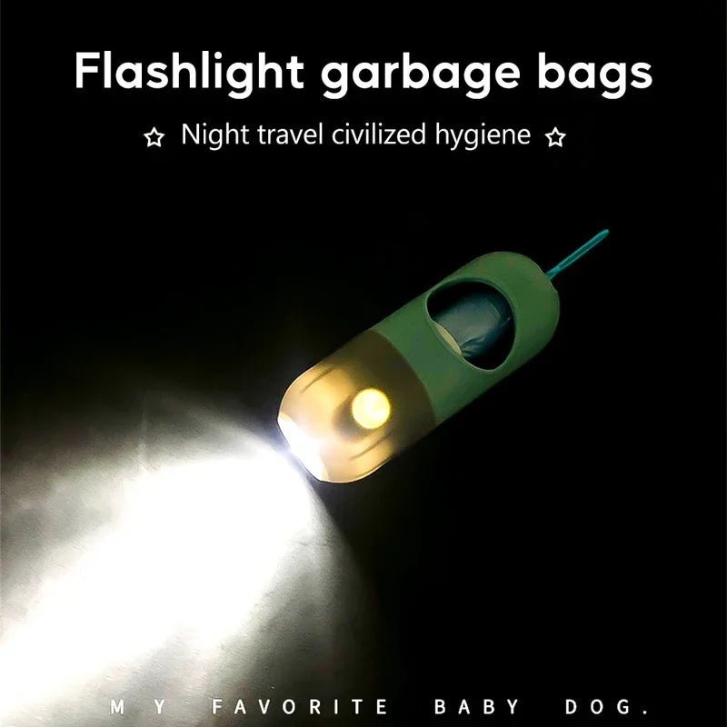 LED Dog Poop Bag Dispenser — Portable Waste Bag Holder for Night Walks