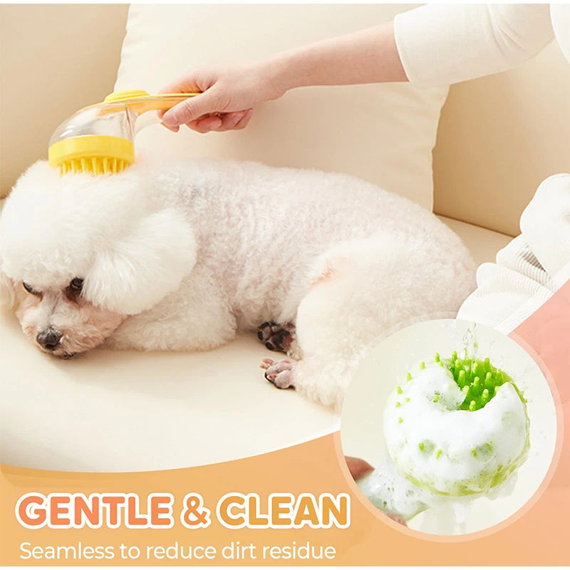 2-in-1 Dog Bath Brush — Built-In Soap Dispenser, Massage & Deshedding