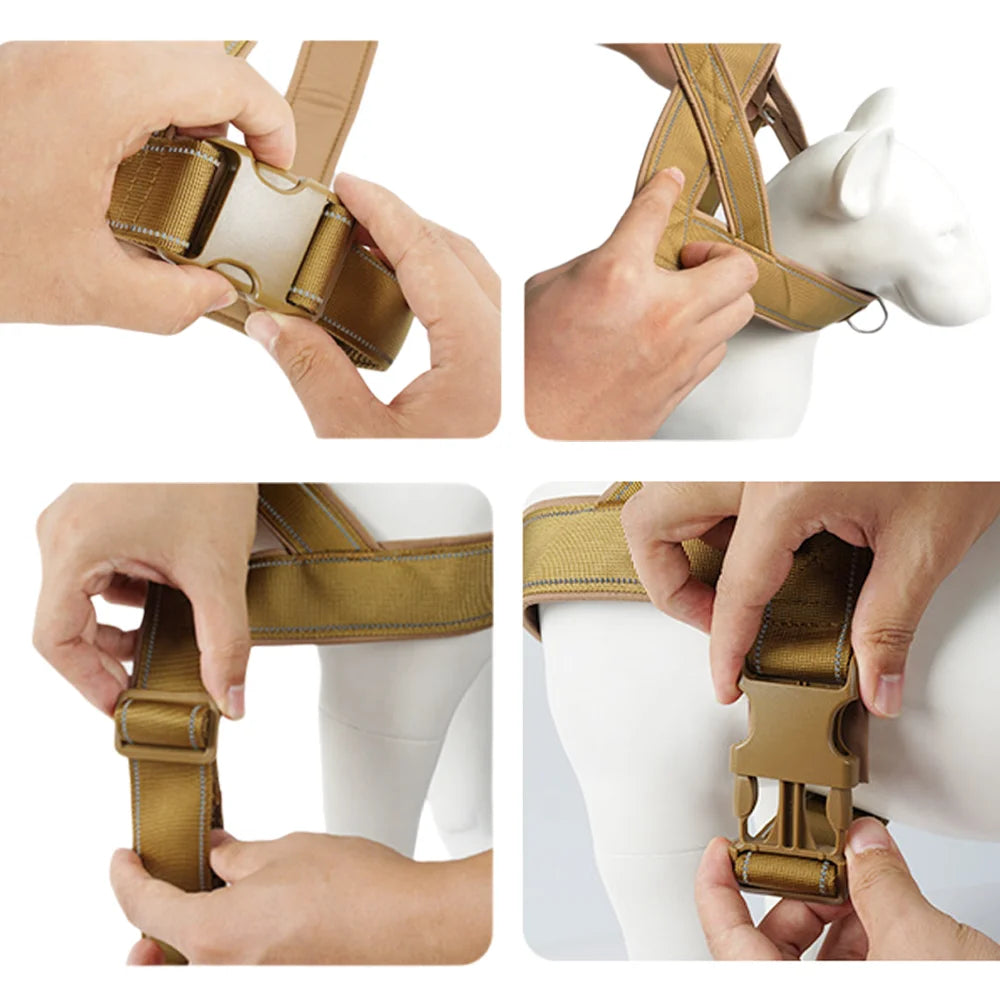 Tactical-Style Dog Harness — Oxford Nylon, Dual Leash Points, Traffic Handle (S/M/L/XL)