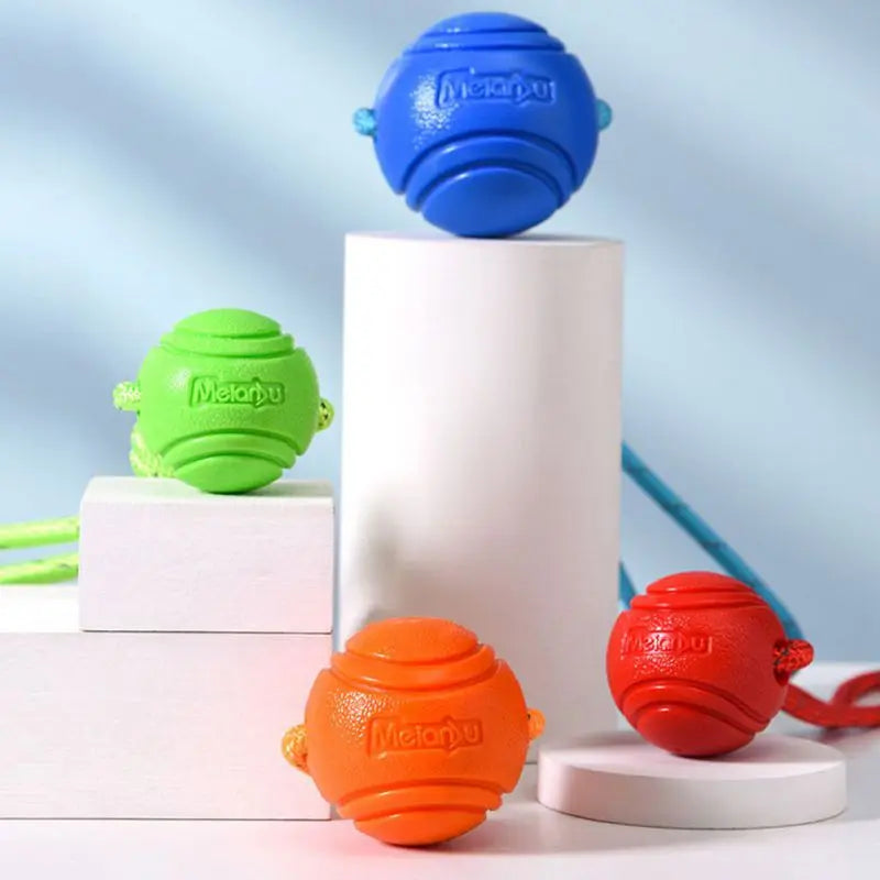 Bounce & Tug Ball — Rubber Dog Toy with Rope