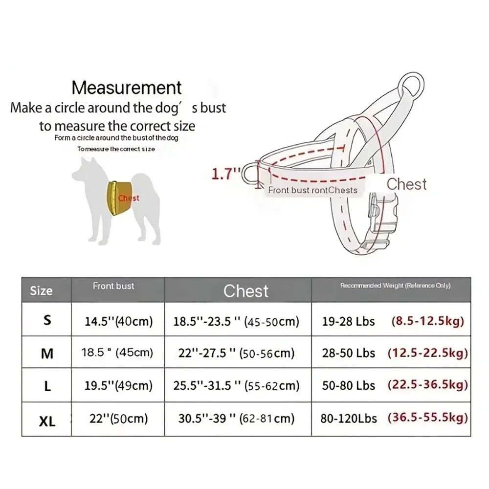 Tactical-Style Dog Harness — Oxford Nylon, Dual Leash Points, Traffic Handle (S/M/L/XL)