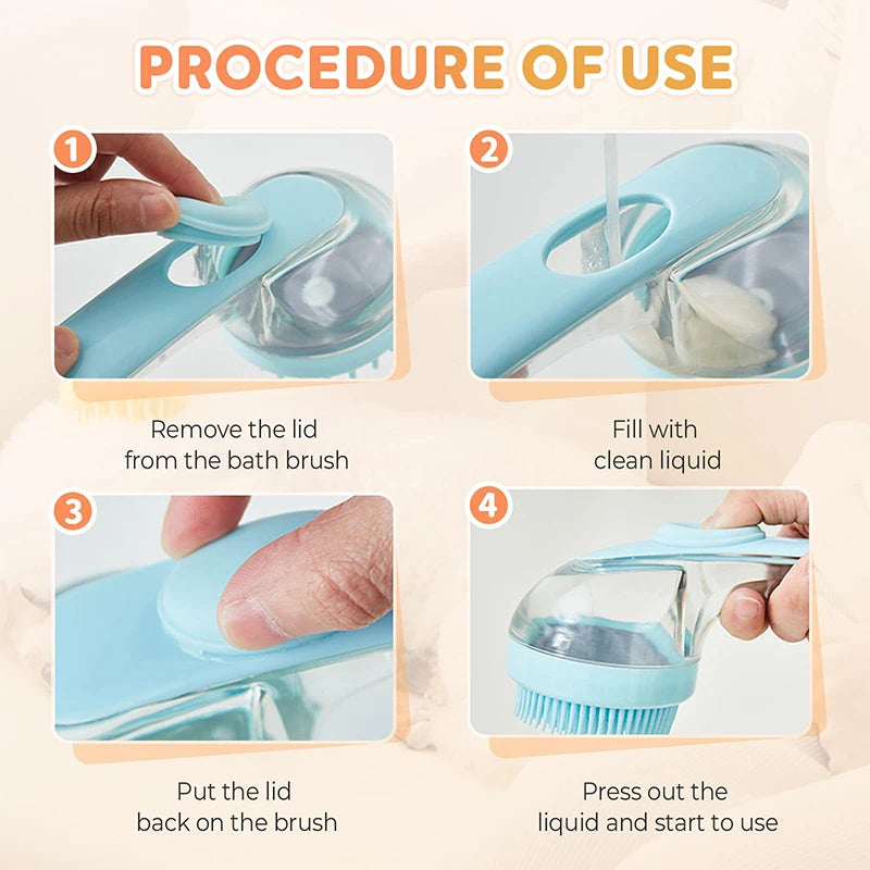 2-in-1 Dog Bath Brush — Built-In Soap Dispenser, Massage & Deshedding