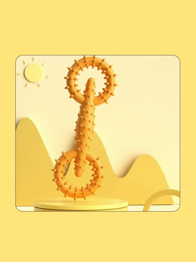Double-Ring Chew Toy — TPR Rubber, Dental Nubs, Bite-Resistant