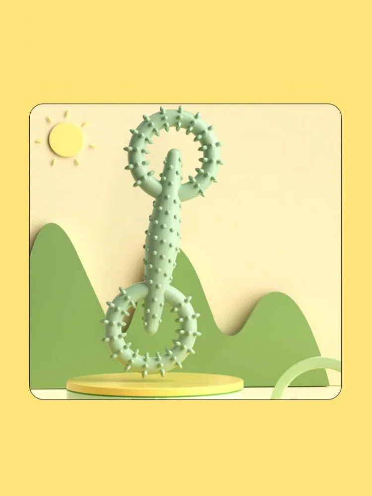 Double-Ring Chew Toy — TPR Rubber, Dental Nubs, Bite-Resistant