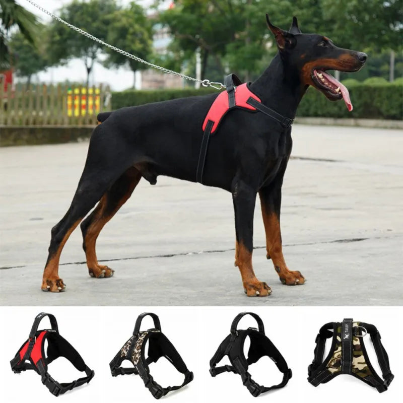 Tactical-Style Dog Harness — Oxford Cloth, Adjustable with Handle (S/M/L/XL)