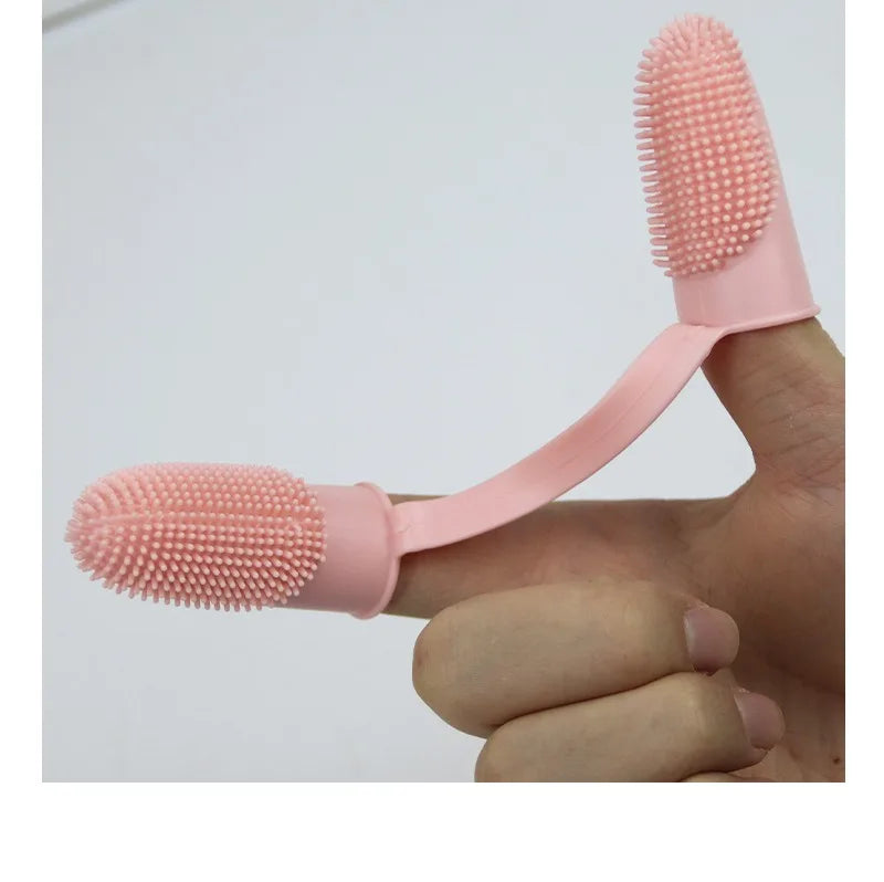 Dual-Finger Pet Toothbrush — TPR, 800+ Soft Bristles