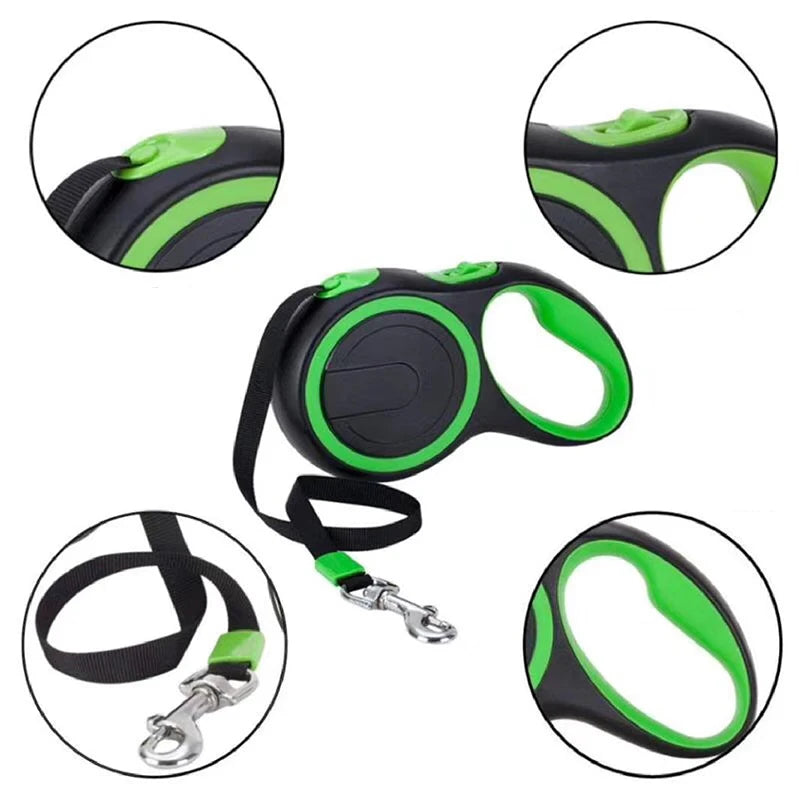 Automatic Retractable Dog Leash — 3m/5m/5m Plus/8m (One-Touch Brake, Padded Grip)