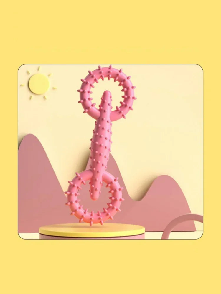 Double-Ring Chew Toy — TPR Rubber, Dental Nubs, Bite-Resistant