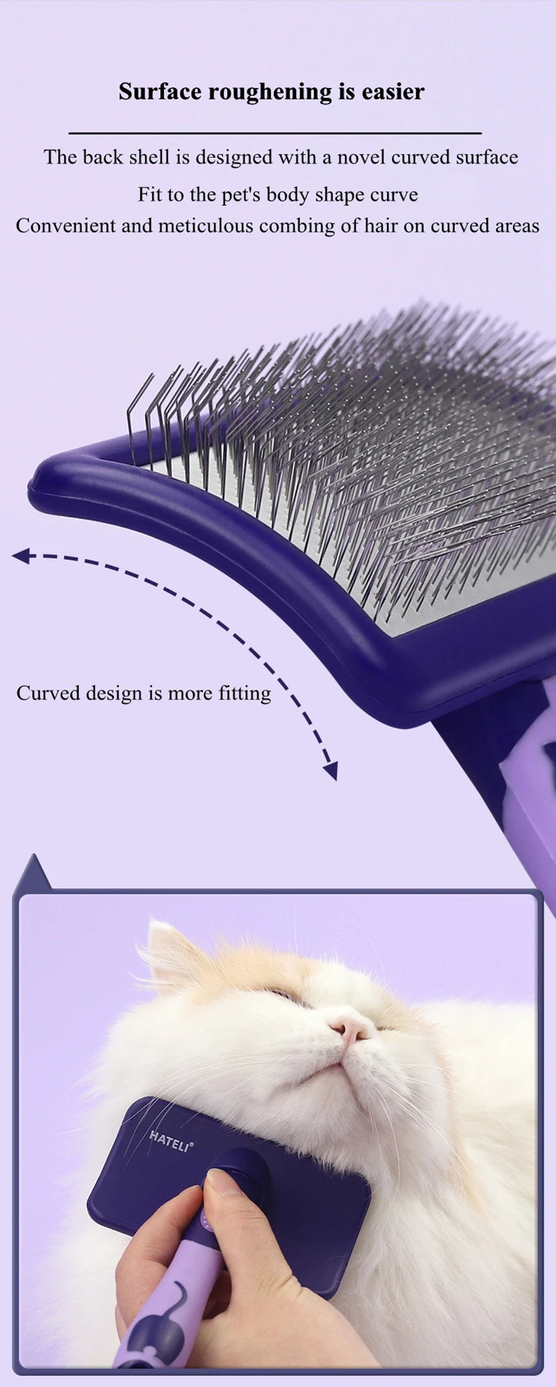 Dog Grooming Brush — Soft-Handle, Hair & Tangle Remover