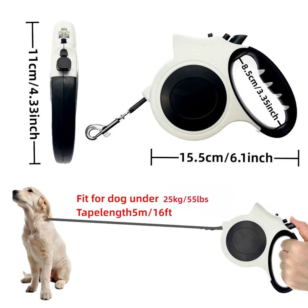 Retractable Dog Leash — Nylon Tape, One-Hand Brake