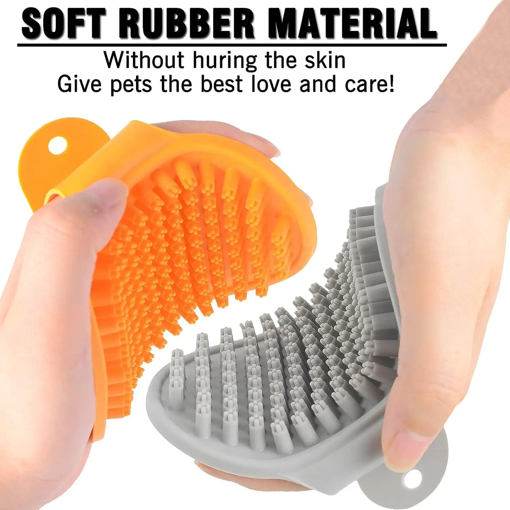 MRZFUN Pet Bath & Grooming Brush — Soft TRP Rubber with Adjustable Ring Handle
