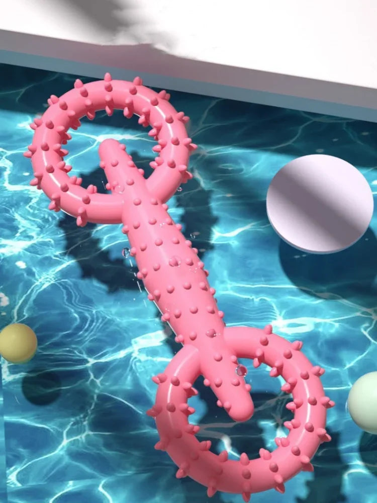 Double-Ring Chew Toy — TPR Rubber, Dental Nubs, Bite-Resistant