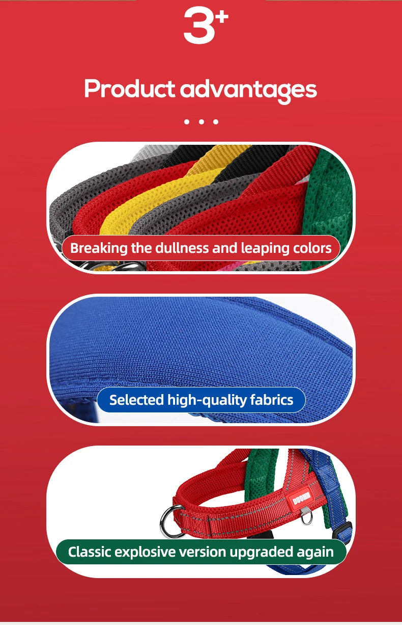 CDDMPET Saddle-Style Dog Harness — Padded, Reflective, No-Pull (S/M/L/XL)